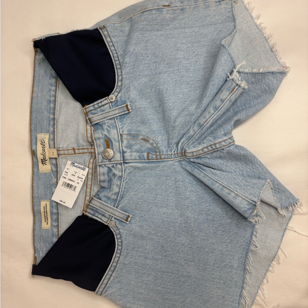 NWT $98 Madewell Women's Maternity Relaxed Mid-length Denim Shorts, Size 23 - Picture 13 of 14